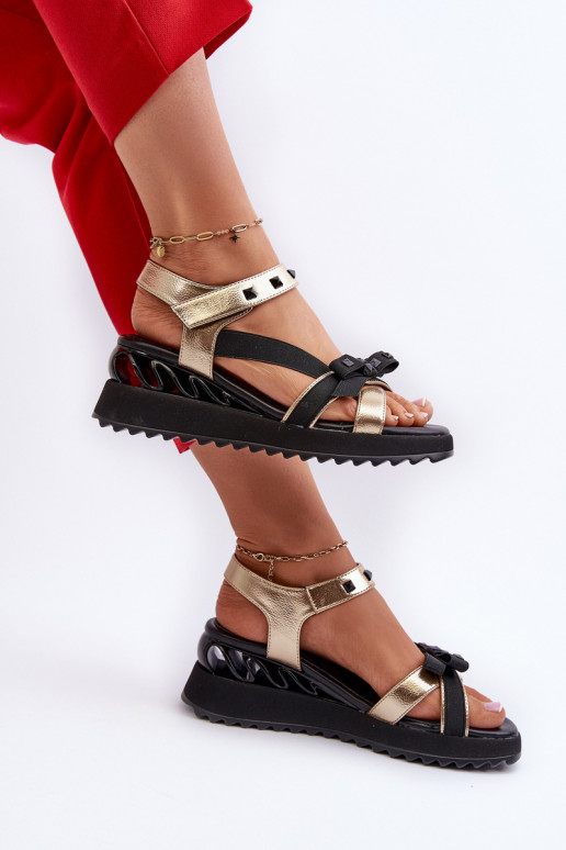 Sandales pour femmes avec des rubans D&A CR956 couleur dorée Sandales pour femmes avec des rubans D&A CR956 couleur dorée