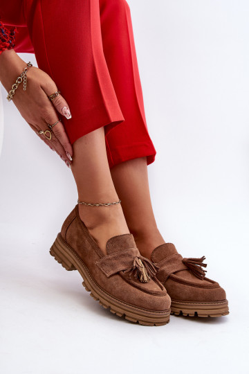 Zazoo 3469 Mocassins en daim Féminin avec des franges marron 2