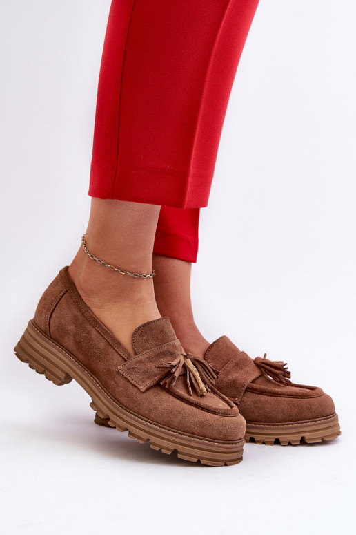 Zazoo 3469 Mocassins en daim Féminin avec des franges marron Zazoo 3469 Mocassins en daim Féminin avec des franges marron