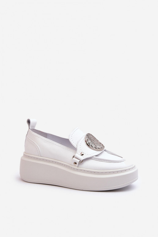 Zazoo 3486 mocassins pour femmes Peau avec des ornements couleur blanche Zazoo 3486 mocassins pour femmes Peau avec des ornements couleur blanche