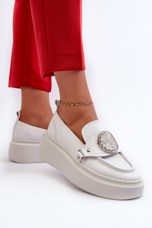 Zazoo 3486 mocassins pour femmes Peau avec des ornements couleur blanche Zazoo 3486 mocassins pour femmes Peau avec des ornements couleur blanche