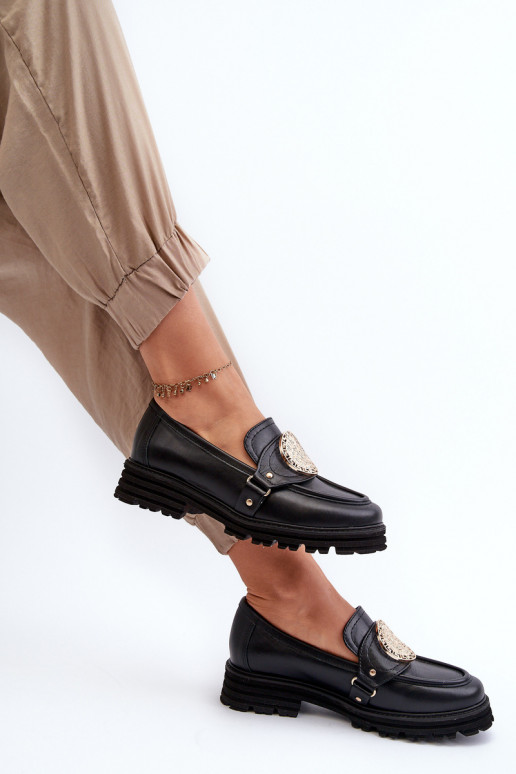 Zazoo 3485 mocassins pour femmes avec des détails dorés Cuir naturel Zazoo 3485 mocassins pour femmes avec des détails dorés Cuir naturel