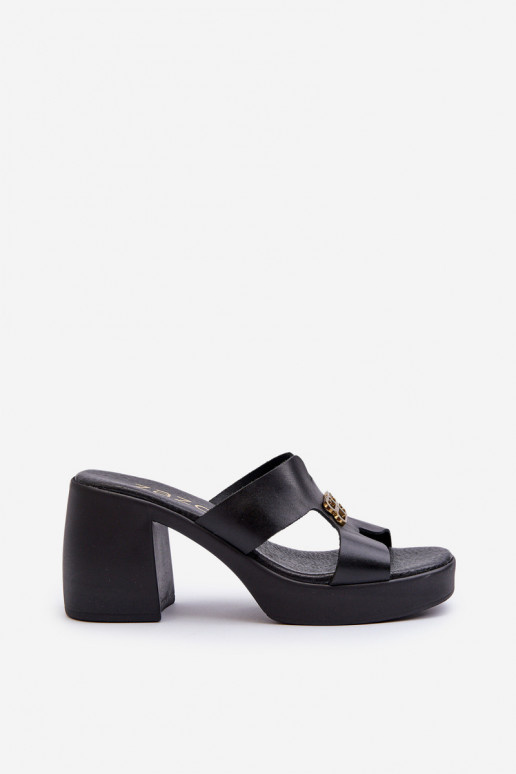 Zazoo 40419 Pantoufles en cuir Féminin Avec découpes Et la décoration couleur noire Zazoo 40419 Pantoufles en cuir Féminin Avec découpes Et la décoration couleur noire