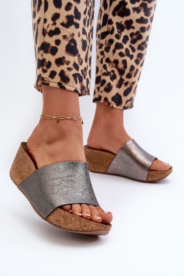 Zazoo 40291 Pantoufles en cuir Féminin Activé KorkoÀym Koturnie couleur grise