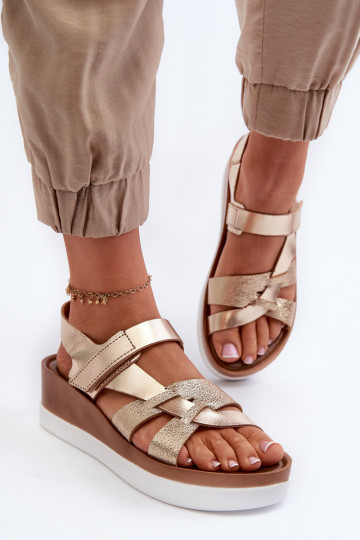 Sandales pour femmes avec plateforme Zazoo 40397 dorées 2