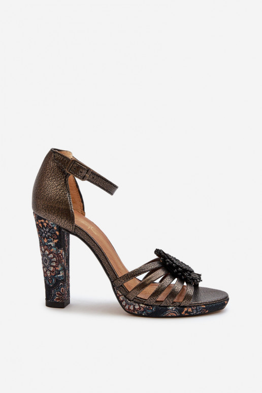 Sandales à talons hauts pour femme avec des ornements Il fautciejka 06620-20 couleur grise Sandales à talons hauts pour femme avec des ornements Il fautciejka 06620-20 couleur grise