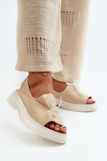 Sandales pour femmes avec nœuds Zazoo 2939 couleur ivoire