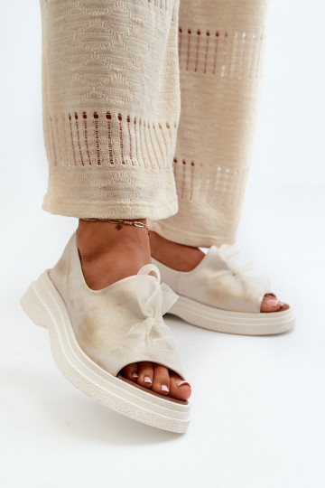 Sandales pour femmes avec nœuds Zazoo 2939 couleur or