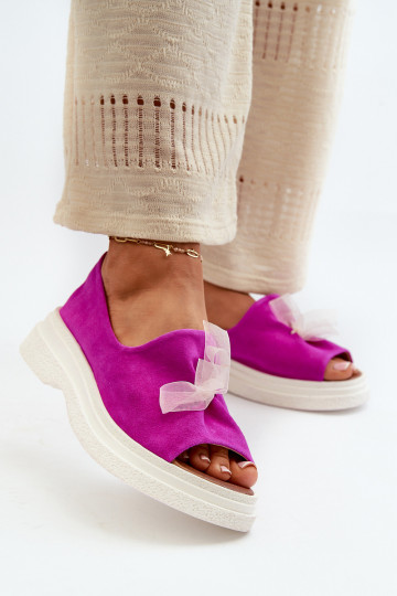 Zazoo 2939 Sandales femme en daim avec des rubans couleur rose