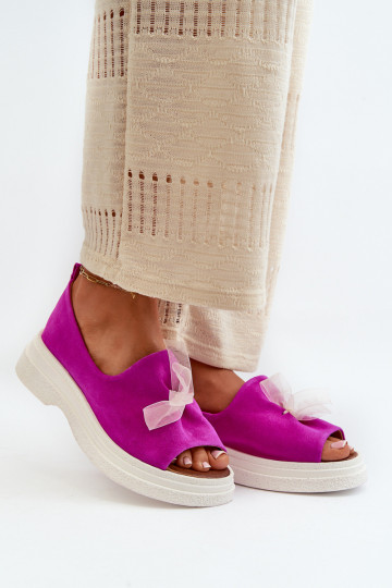 Sandales en daim pour femmes avec nœuds Zazoo 2939 couleur rose 2