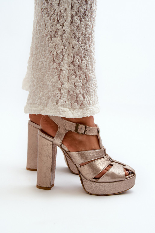 Sandales à talons hauts pour femme Peau Il fautciejka 06050-25 couleur dorée Sandales à talons hauts pour femme Peau Il fautciejka 06050-25 couleur dorée