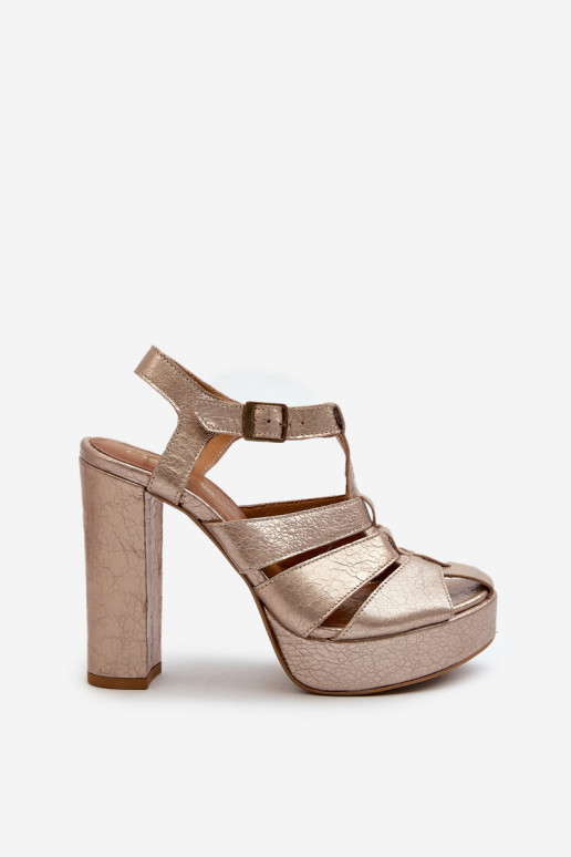 Sandales à talons hauts pour femme Peau Il fautciejka 06050-25 couleur dorée Sandales à talons hauts pour femme Peau Il fautciejka 06050-25 couleur dorée