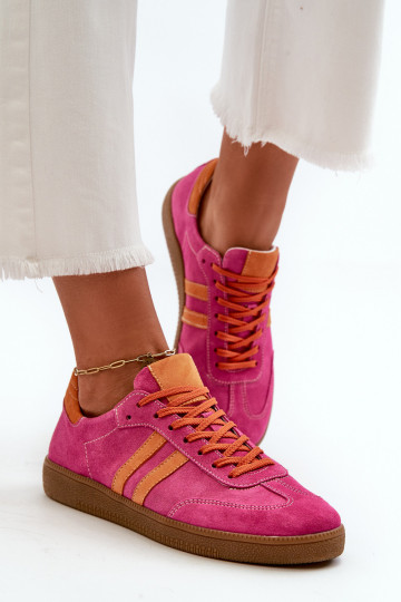 Chaussures de sport basses en daim pour femmes Zazoo N1068 couleur rose