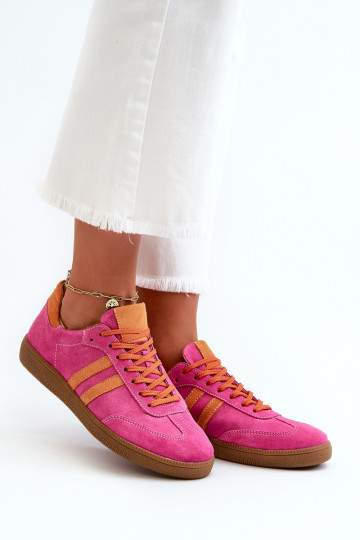 Chaussures de sport basses en daim pour femmes Zazoo N1068 couleur rose 2