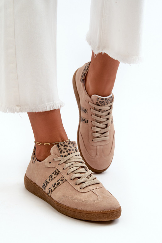 Zazoo N1068 en daim Faible Chaussures modèle baskets Féminin beige