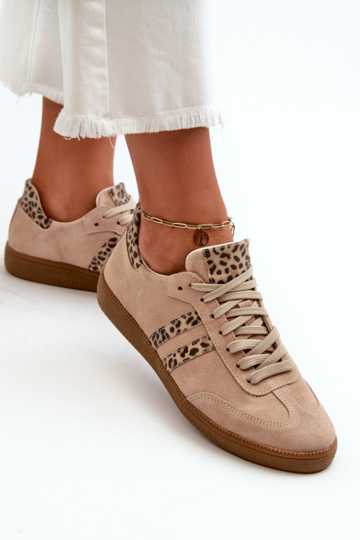 Zazoo N1068 en daim Faible Chaussures modèle baskets Féminin beige