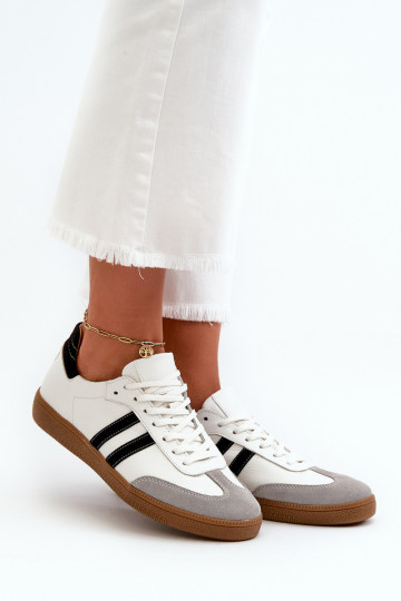 Chaussures de sport basses en cuir pour femmes Zazoo N1068 couleur blanche 2