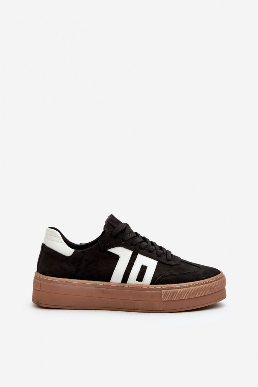 Zazoo N1095S2 Chaussures modèle baskets Peau Féminin avec une plateforme couleur noire Zazoo N1095S2 Chaussures modèle baskets Peau Féminin avec une plateforme couleur noire