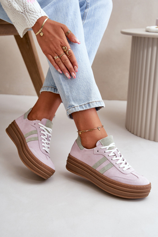 Zazoo N1068S4 Chaussures modèle baskets en daim avec une plateforme Couleur violette Zazoo N1068S4 Chaussures modèle baskets en daim avec une plateforme Couleur violette