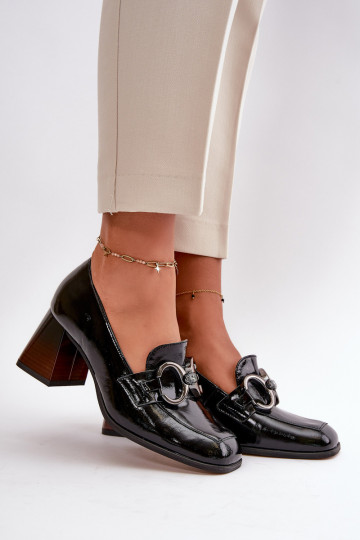 Peau Chaussures avec des ornements couleur noire Laura Messi 2845 2