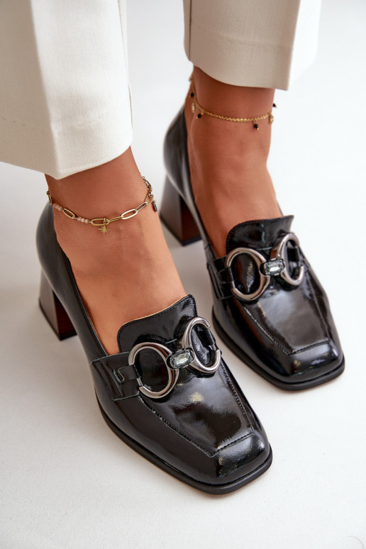 Peau Chaussures avec des ornements couleur noire Laura Messi 2845 Peau Chaussures avec des ornements couleur noire Laura Messi 2845