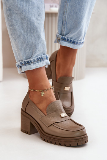 Chaussures élégantes pour femmes avec talons en cuir naturel de couleur sable Zazoo 20168 2