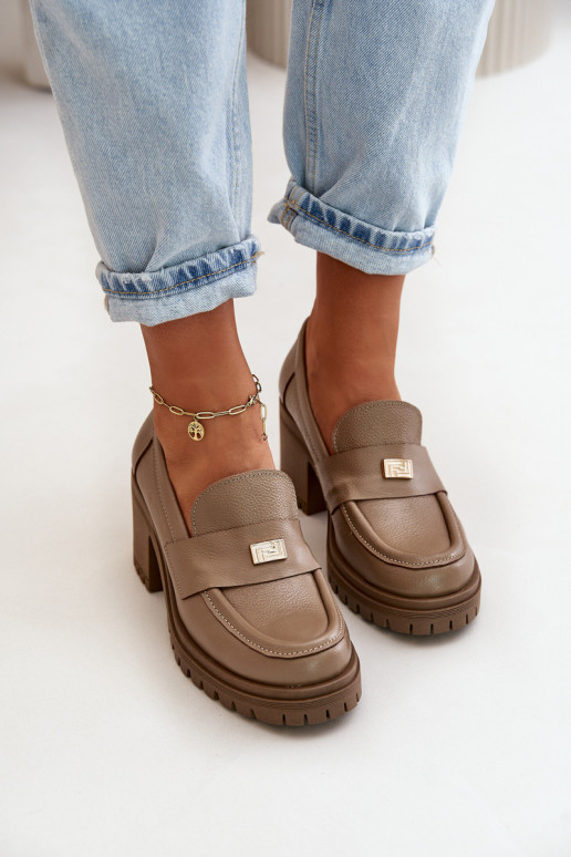 Zazoo 20168 Style élégant chaussures Féminin avec des talons Cuir naturel beige