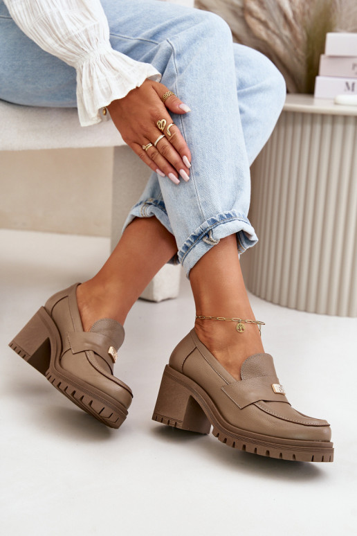 Zazoo 20168 Style élégant chaussures Féminin avec des talons Cuir naturel beige