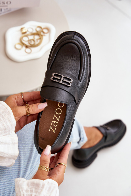 Zazoo 20174 Peau Style élégant chaussures Féminin avec des talons larges couleur noire Zazoo 20174 Peau Style élégant chaussures Féminin avec des talons larges couleur noire