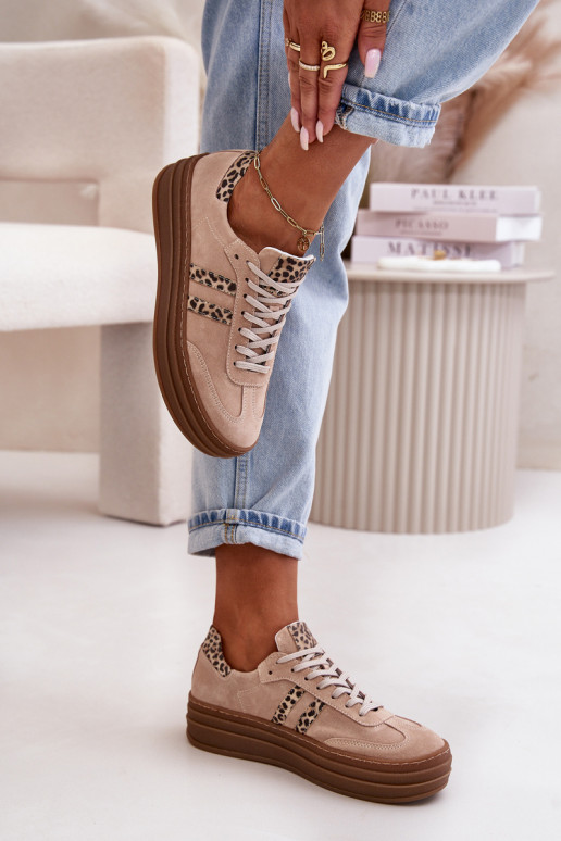 Zazoo N1068S4 Chaussures modèle baskets en daim avec une plateforme avec des motifs en fourrure de léopard couleur rose Zazoo N1068S4 Chaussures modèle baskets en daim avec une plateforme avec des motifs en fourrure de léopard couleur rose