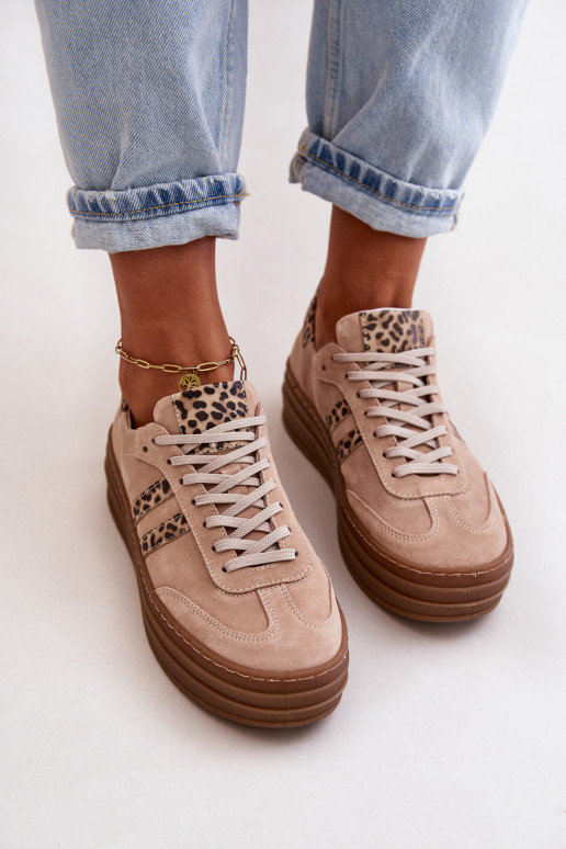 Zazoo N1068S4 Chaussures modèle baskets en daim avec une plateforme avec des motifs en fourrure de léopard couleur rose Zazoo N1068S4 Chaussures modèle baskets en daim avec une plateforme avec des motifs en fourrure de léopard couleur rose