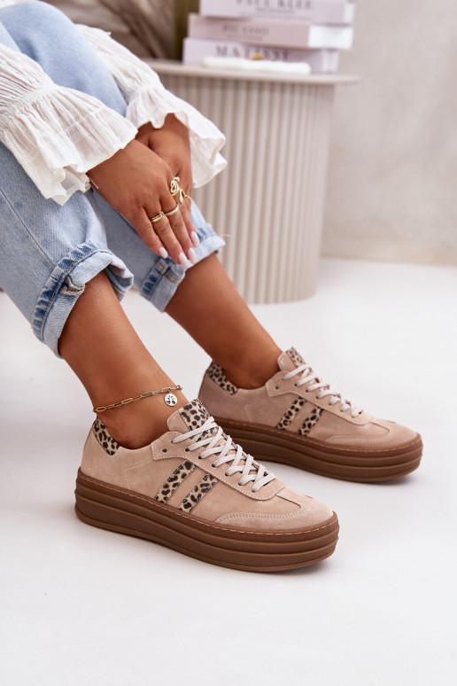 Zazoo N1068S4 Chaussures modèle baskets en daim avec une plateforme avec des motifs en fourrure de léopard couleur rose Zazoo N1068S4 Chaussures modèle baskets en daim avec une plateforme avec des motifs en fourrure de léopard couleur rose