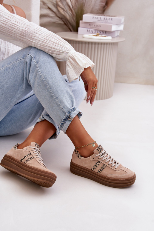 Zazoo N1068S4 Chaussures modèle baskets en daim avec une plateforme avec des motifs en fourrure de léopard couleur rose Zazoo N1068S4 Chaussures modèle baskets en daim avec une plateforme avec des motifs en fourrure de léopard couleur rose