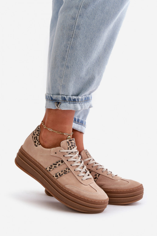 Zazoo N1068S4 Chaussures modèle baskets en daim avec une plateforme avec des motifs en fourrure de léopard couleur rose Zazoo N1068S4 Chaussures modèle baskets en daim avec une plateforme avec des motifs en fourrure de léopard couleur rose