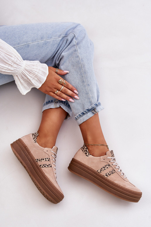 Zazoo N1068S4 Chaussures modèle baskets en daim avec une plateforme avec des motifs en fourrure de léopard couleur rose Zazoo N1068S4 Chaussures modèle baskets en daim avec une plateforme avec des motifs en fourrure de léopard couleur rose