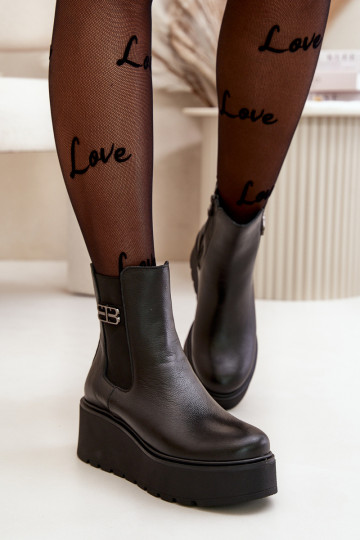 Zazoo 60498 Bottes pour femmes Bottines Chelsea avec une plateforme I Koturnie couleur noire 2