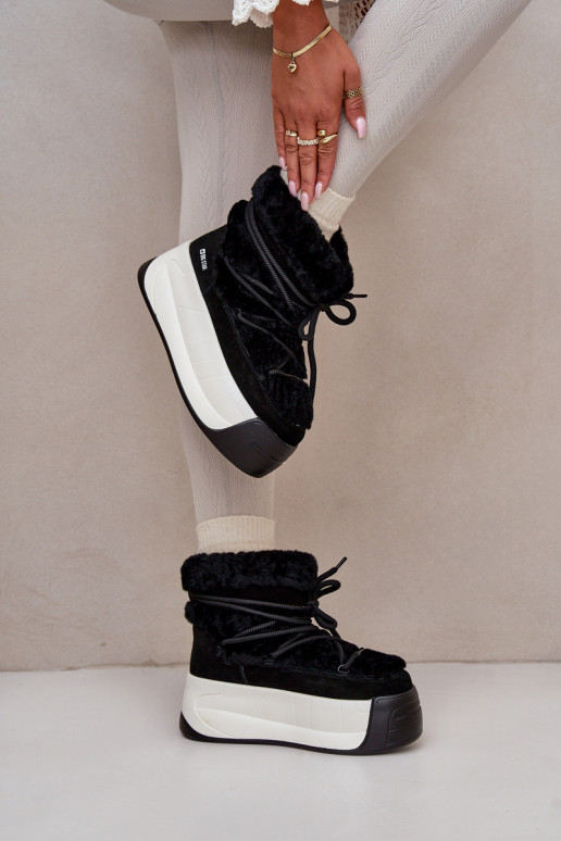 Peau Bottes de neige Féminin Sur une semelle épaisse avec un manteau de fourrure Big Star OO274A206 couleur noire Peau Bottes de neige Féminin Sur une semelle épaisse avec un manteau de fourrure Big Star OO274A206 couleur noire