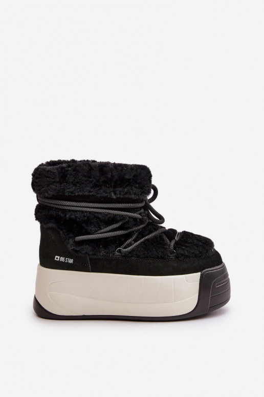 Peau Bottes de neige Féminin Sur une semelle épaisse avec un manteau de fourrure Big Star OO274A206 couleur noire Peau Bottes de neige Féminin Sur une semelle épaisse avec un manteau de fourrure Big Star OO274A206 couleur noire