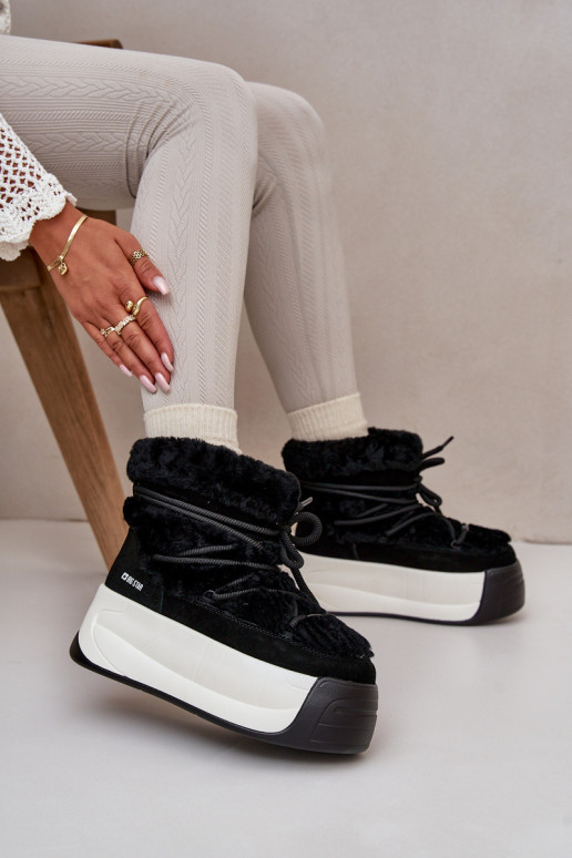 Peau Bottes de neige Féminin Sur une semelle épaisse avec un manteau de fourrure Big Star OO274A206 couleur noire Peau Bottes de neige Féminin Sur une semelle épaisse avec un manteau de fourrure Big Star OO274A206 couleur noire