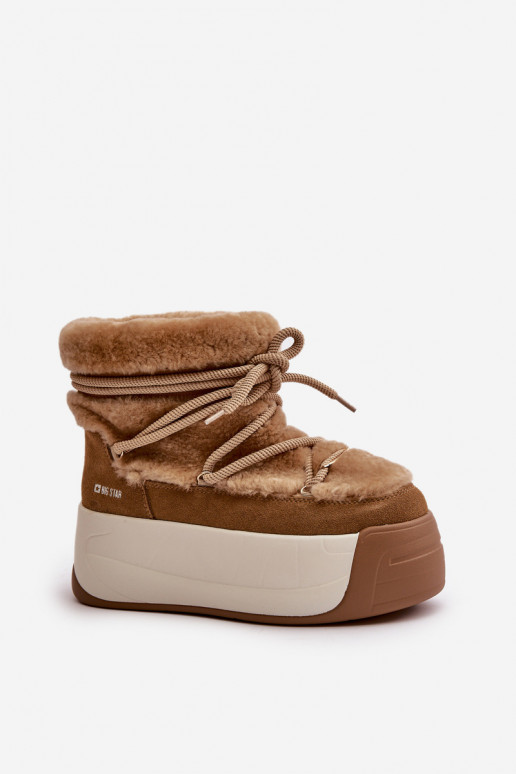 Peau Bottes de neige Féminin Sur une semelle épaisse avec un manteau de fourrure Big Star OO274A207 marron