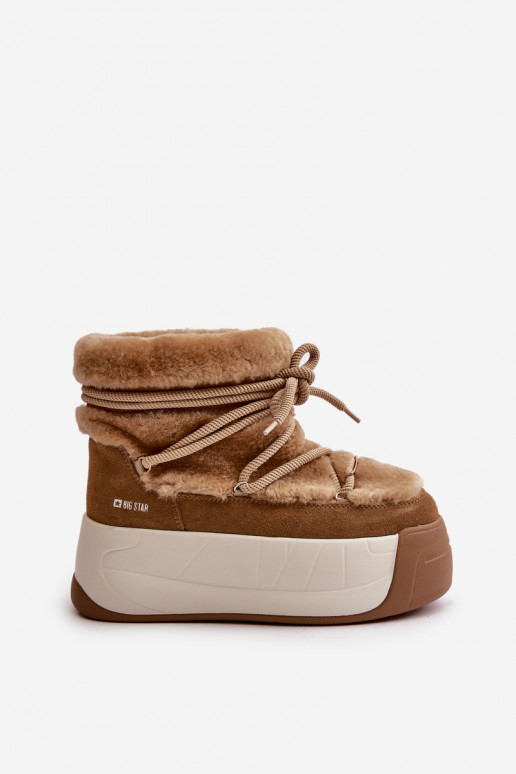 Peau Bottes de neige Féminin Sur une semelle épaisse avec un manteau de fourrure Big Star OO274A207 marron