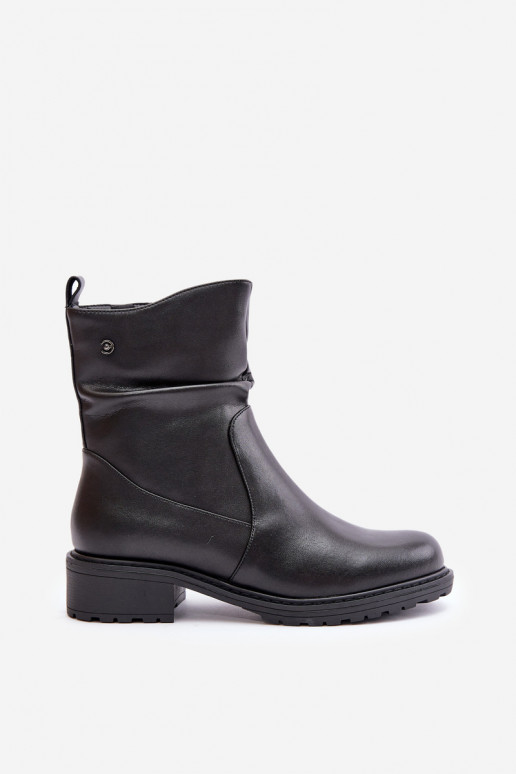 Peau Bottes pour femmes réchauffer Avec des volants couleur noire Vinceza 66714