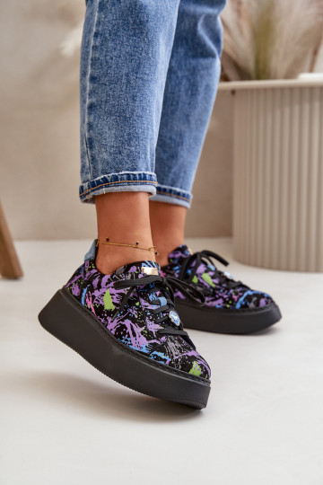 Peau baskets avec une plateforme Il fautciejka 06191-05 Couleur violette 2