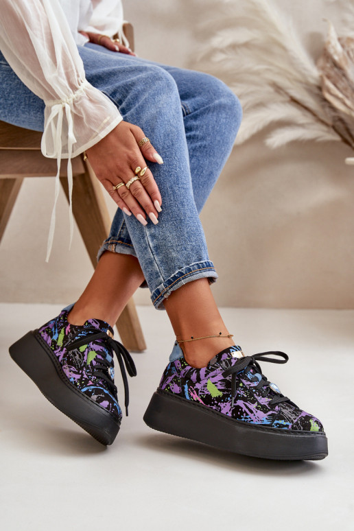 Peau baskets avec une plateforme Il fautciejka 06191-05 Couleur violette Peau baskets avec une plateforme Il fautciejka 06191-05 Couleur violette