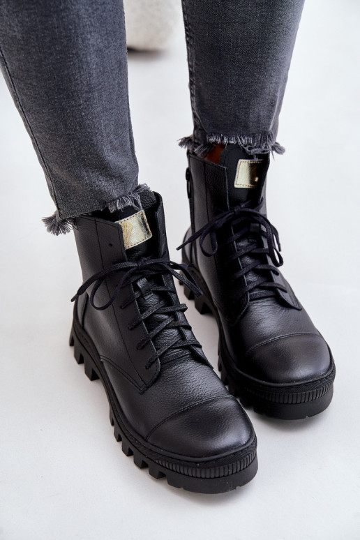 Zazoo 2831 Bottes pour femmes Fabriqué en cuir naturel couleur noire