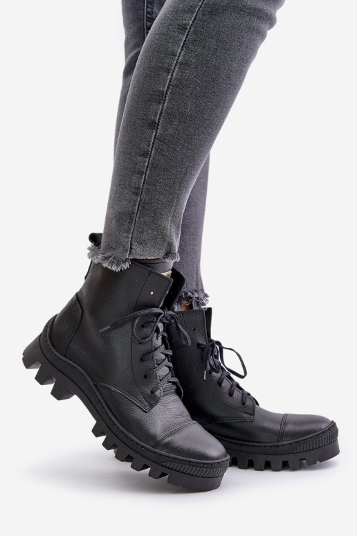 Zazoo 2831 Bottes pour femmes Fabriqué en cuir naturel couleur noire