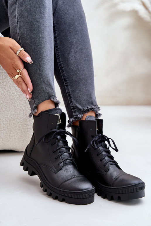 Zazoo 2831 Bottes pour femmes Fabriqué en cuir naturel couleur noire