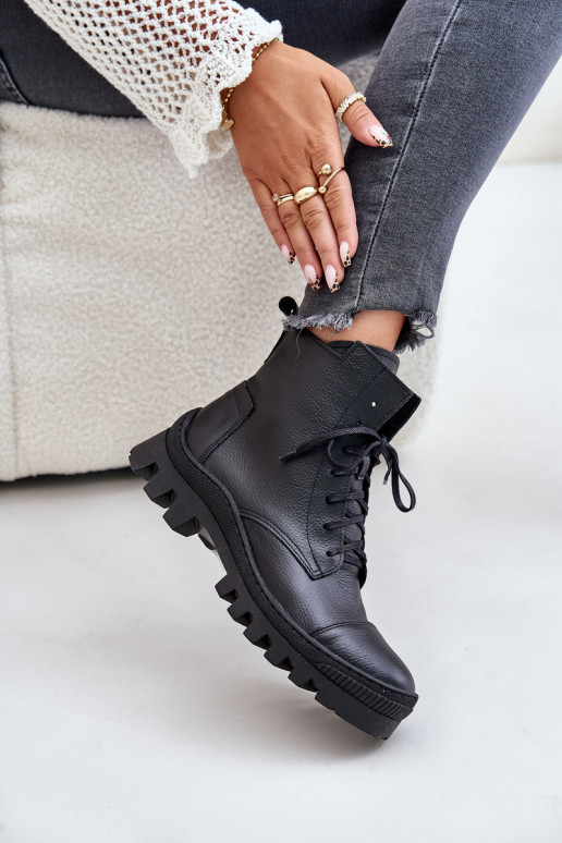 Zazoo 2831 Bottes pour femmes Fabriqué en cuir naturel couleur noire