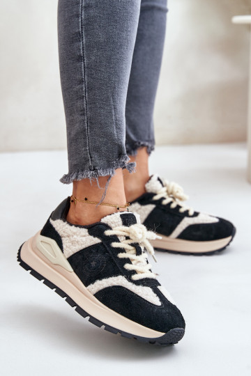 Baskets en cuir isolées pour femmes Big Star OO274A318 HI-POLY SYSTEM, couleur noire 2