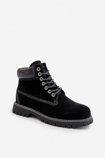 Bottines en daim isolées pour hommes Big Star OO174138 HI-POLY SYSTEM, couleur noire